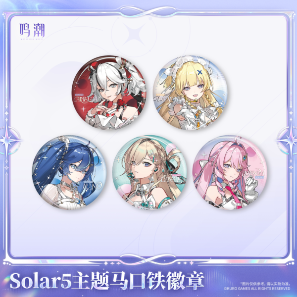 Wuthering Waves : Badge Émaillé Rond – Camellya, Phoebe, Iuno, Lynae & Denia | Solar5 Idol Fan Theme Series